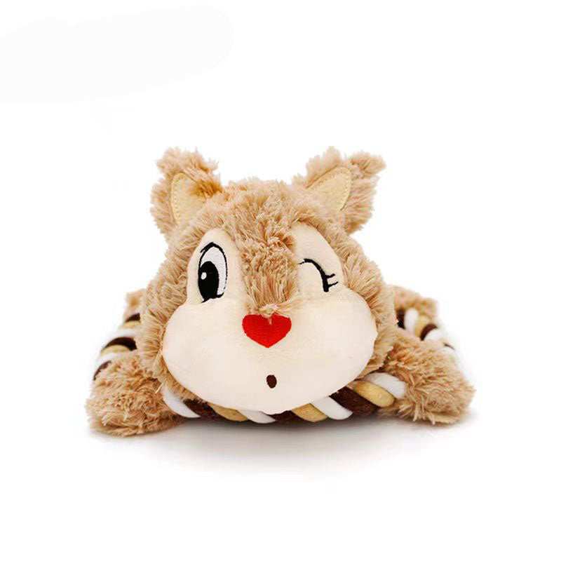 MRLA-013 Pet Plush Toy Cat Dog Puzzle Toy Cute Animals Bite Resistant Interactive Squeaky Pet Dog Teeth Cleaning Chew Toy Pet Supplies