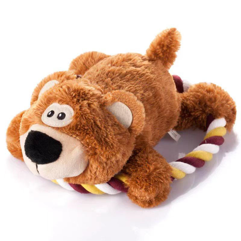 MRLA-014 Pet Plush Toy Cat Dog Puzzle Toy Cute Animals Bite Resistant Interactive Squeaky Pet Dog Teeth Cleaning Chew Toy Pet Supplies
