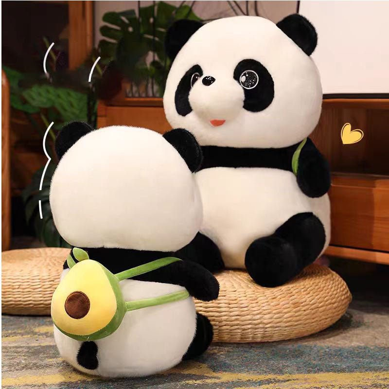 MRL-045  Avocado  Panda 60/2000  Creative Panda doll cute flower panda doll avocado backpack plush toys can wear off the backpack gift